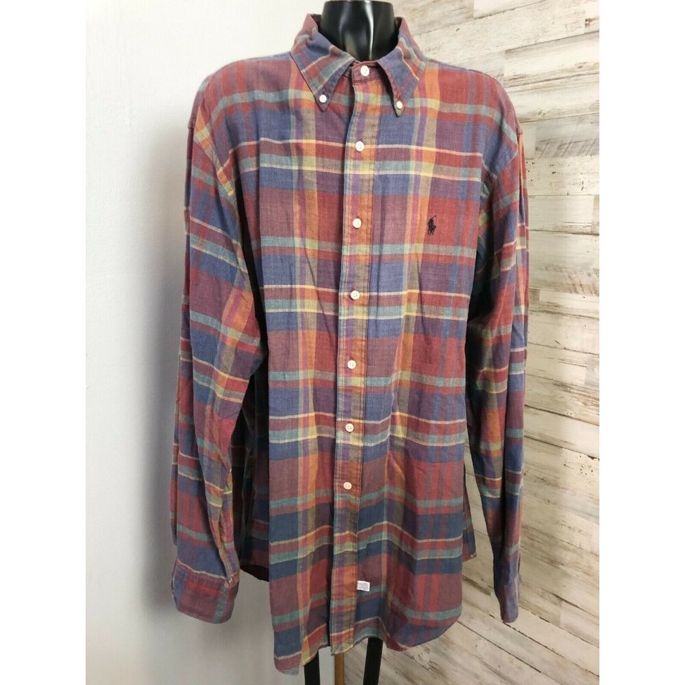 Ralph Lauren Men's XL Multicolor Plaid 100% Cotton Button-Down Shirt